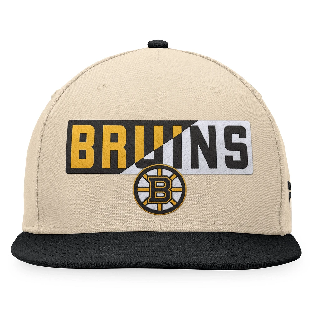 Men's Fanatics Cream/Black Boston Bruins Goalaso Snapback Hat