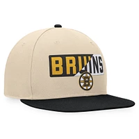 Casquette Snapback Goalaso des Bruins de Boston Fanatics pour hommes crème/noir