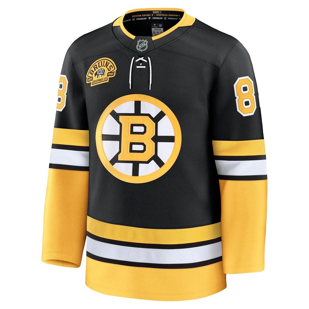 Men's Fanatics David Pastrnak Black Boston Bruins Alternate 100th Anniversary Premium Jersey