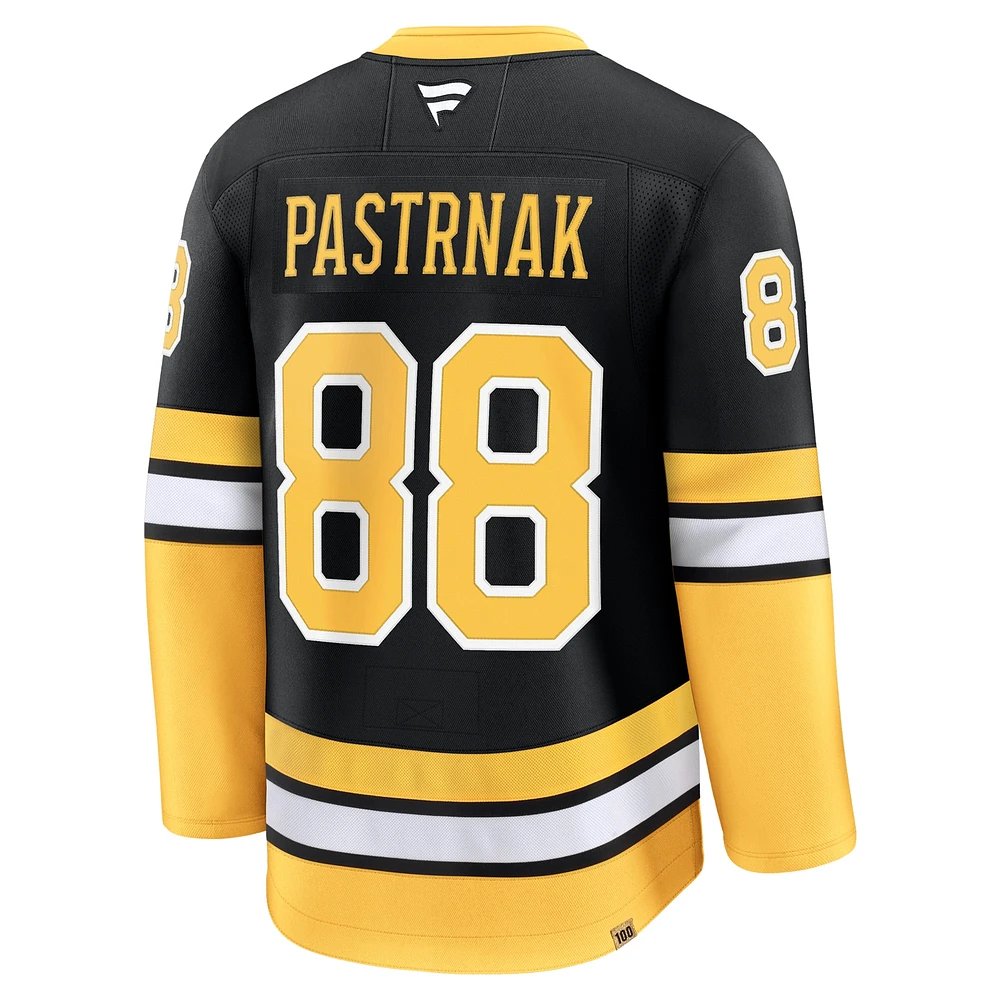 Men's Fanatics David Pastrnak Black Boston Bruins Alternate 100th Anniversary Premium Jersey