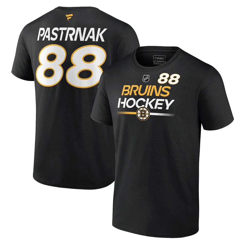 Men's Fanatics David Pastrnak Black Boston Bruins Authentic Pro Prime Name & Number T-Shirt