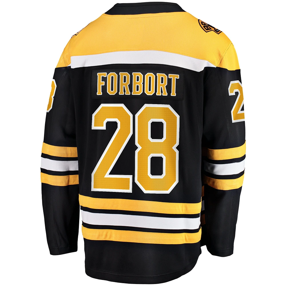 Maillot de joueur échappé à domicile Fanatics Derek Forbort des Bruins Boston noir pour hommes