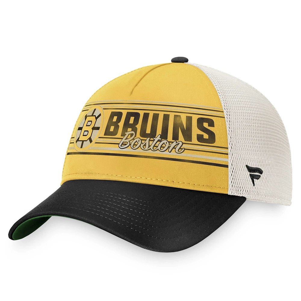 Casquette Snapback de camionneur rétro classique des Bruins de Boston Fanatics or/noir pour hommes