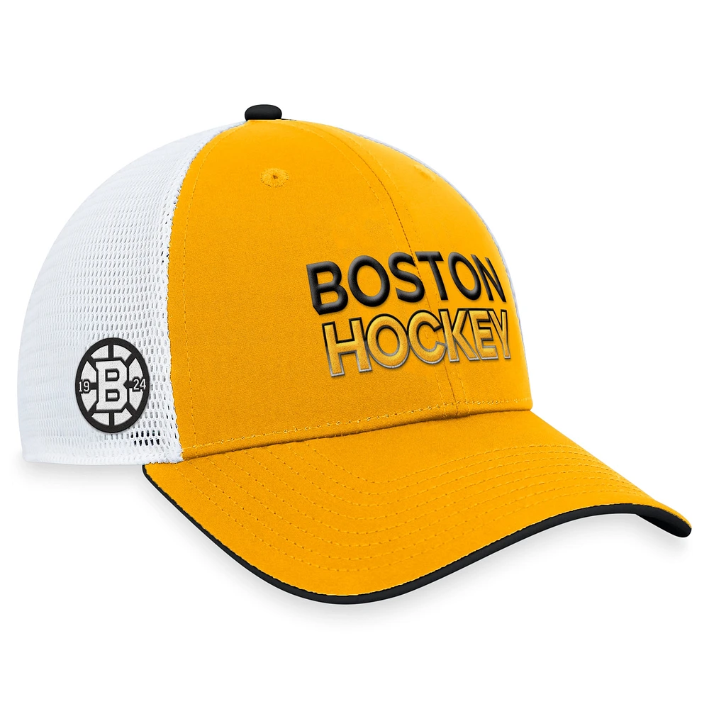 Casquette réglable Fanatics Gold Boston Bruins Alternate Authentic Pro Trucker pour hommes