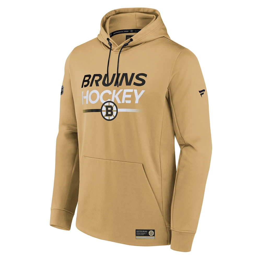 Men's Fanatics Gold Boston Bruins Authentic Pro Fleece Pullover Hoodie