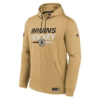 Men's Fanatics Gold Boston Bruins Authentic Pro Fleece Pullover Hoodie