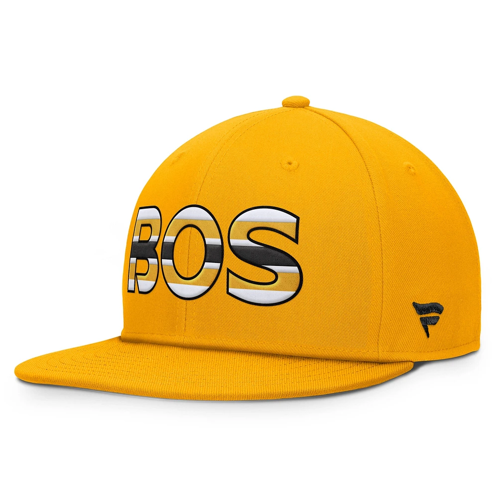 Casquette Snapback authentique Pro Team Rink des Bruins de Boston Fanatics Gold pour hommes