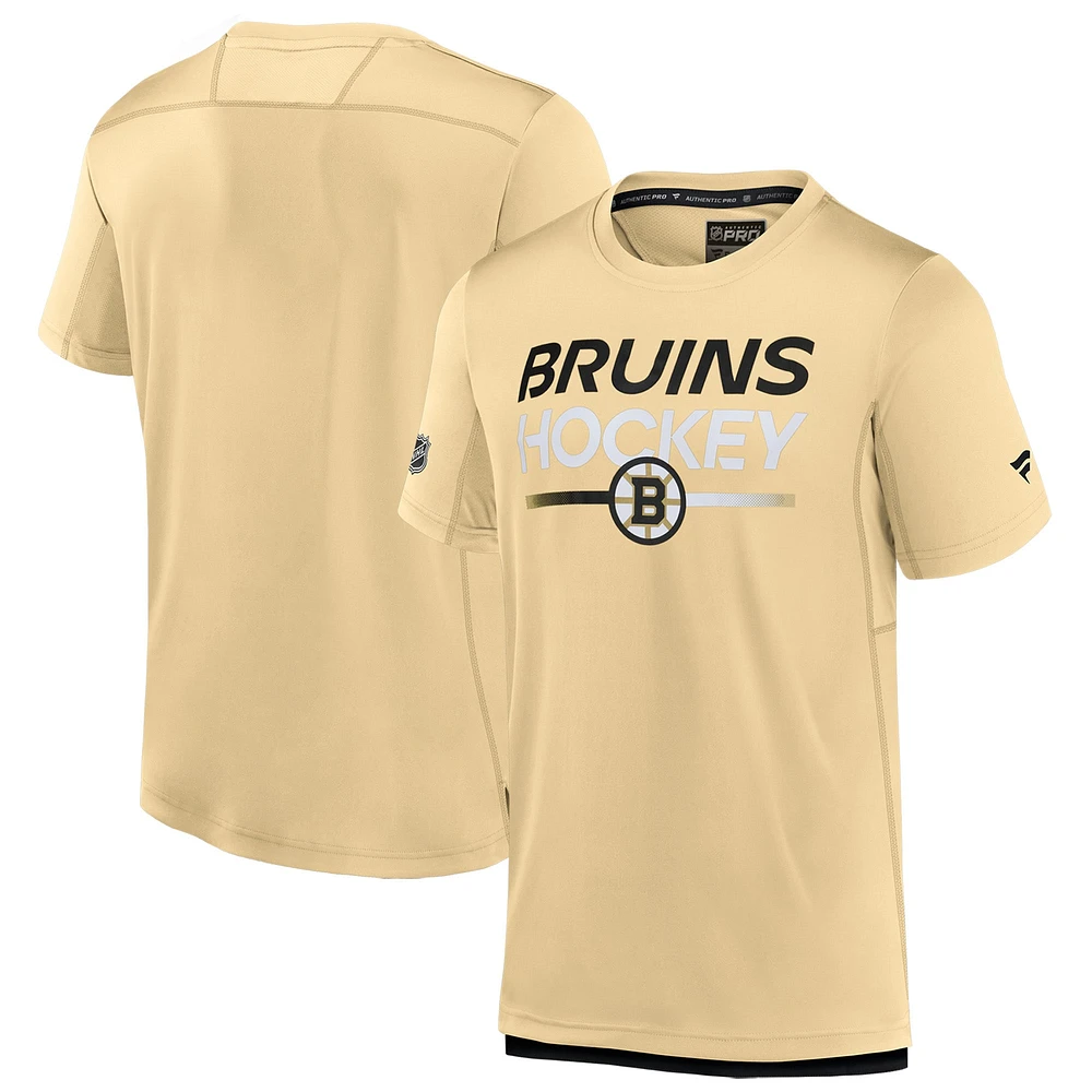 Men's Fanatics  Gold Boston Bruins Authentic Pro Tech T-Shirt