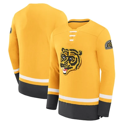 Men's Fanatics  Gold Boston Bruins Vintage High Point Long Sleeve T-Shirt