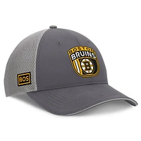 Casquette ajustable Fanatics pour homme Boston Bruins Authentic Pro Home Ice Trucker grise