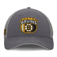 Men's Fanatics Gray Boston Bruins Authentic Pro Home Ice Trucker Adjustable Hat