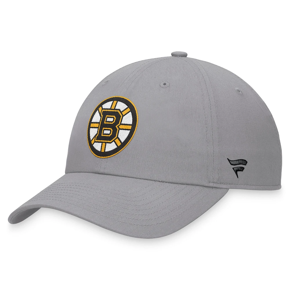 Men's Fanatics Gray Boston Bruins Extra Time Adjustable Hat