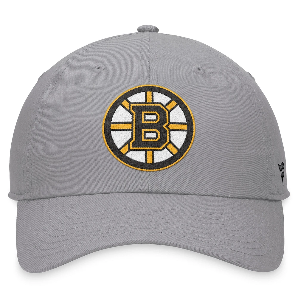 Men's Fanatics Gray Boston Bruins Extra Time Adjustable Hat