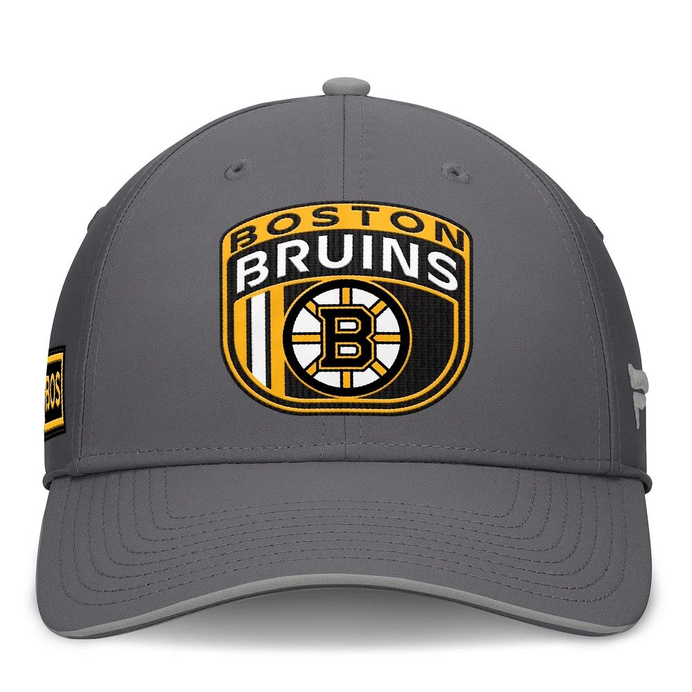 Casquette Fanatics grise pour homme des Bruins de Boston à domicile Ice Flex