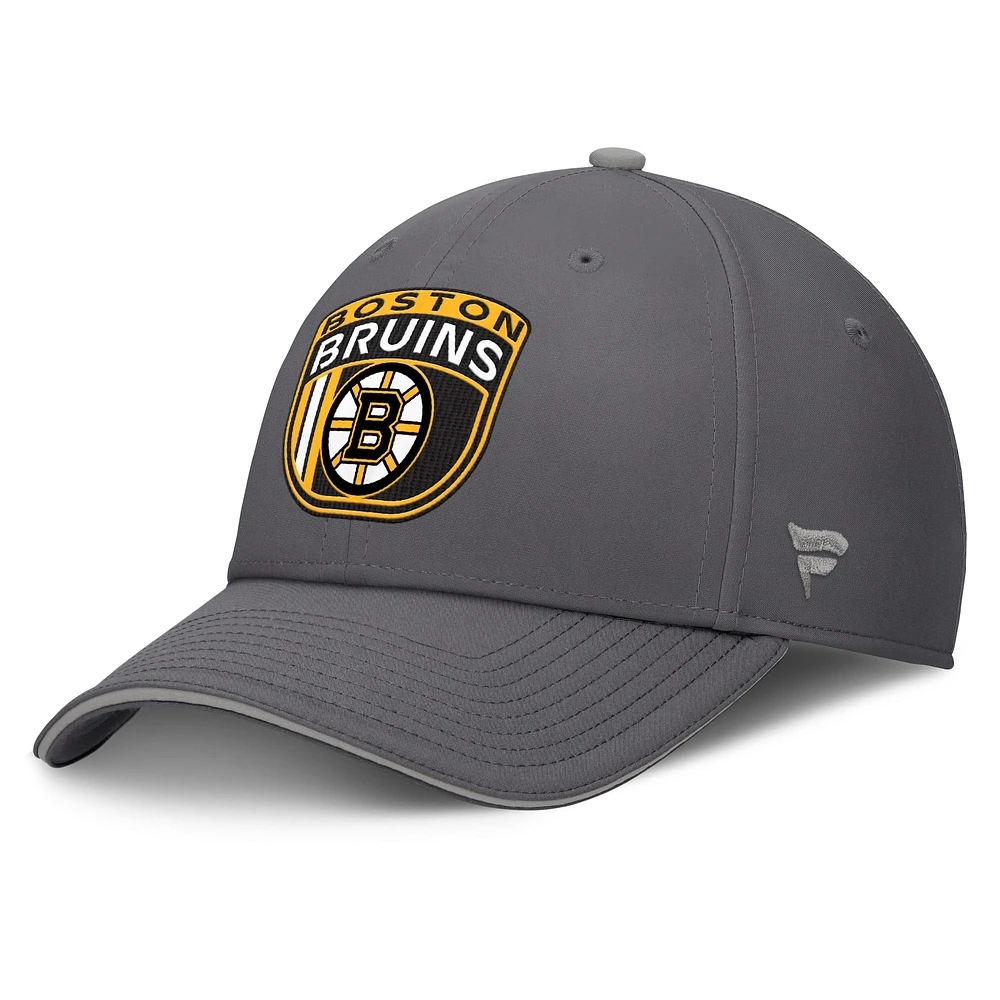 Casquette Fanatics grise pour homme des Bruins de Boston à domicile Ice Flex