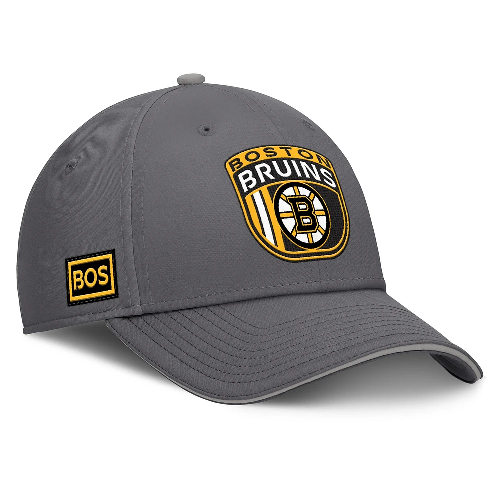 Casquette Fanatics grise pour homme des Bruins de Boston à domicile Ice Flex