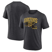 T-shirt à trois mélanges de l'équipe du centenaire des Bruins Boston Fanatics Heather Charcoal pour hommes