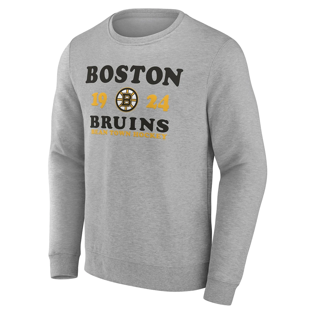 Chandail à capuchon Fanatics Heather Charcoal pour hommes des Bruins de Boston Fierce Competitor