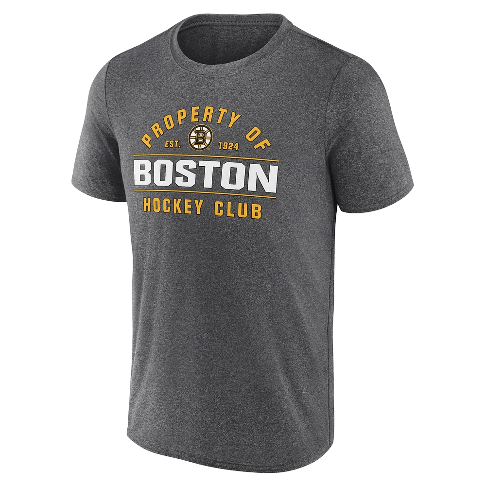 T-shirt Fanatics Heather Charcoal pour homme des Bruins de Boston