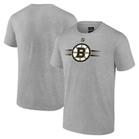 T-shirt secondaire authentique Pro des Bruins de Boston, gris chiné, marque Fanatics pour hommes