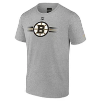 T-shirt secondaire authentique Pro des Bruins de Boston, gris chiné, marque Fanatics pour hommes