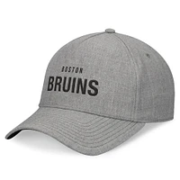 Men's Fanatics Heather Gray Boston Bruins Elements A-Frame Leather Strapback Hat