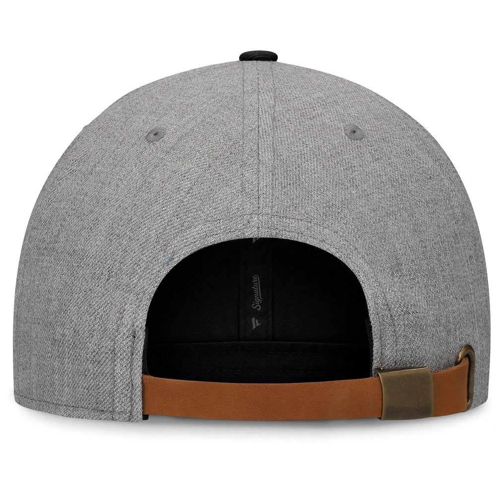 Casquette à bretelles en cuir à bord plat Fanatics pour hommes, gris chin