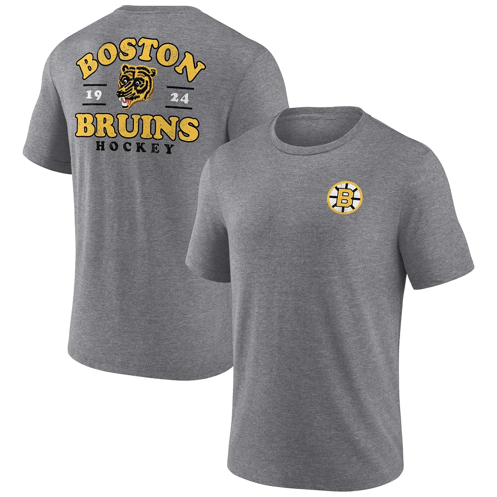 T-shirt tri-blend gris chiné Fanatics pour homme avec ailier des Bruins de Boston