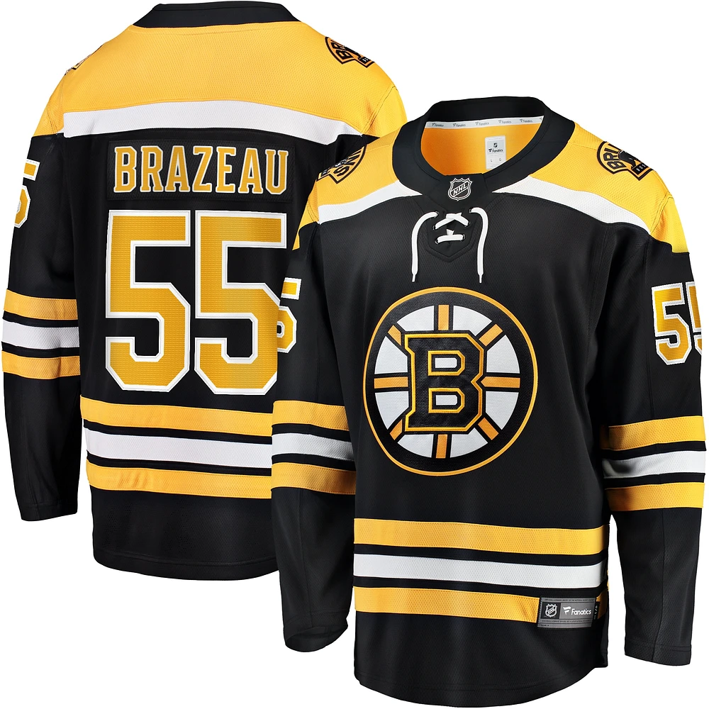 Fanatics pour hommes Justin Brazeau noir Boston Bruins Home Premier Breakaway Player Maillot