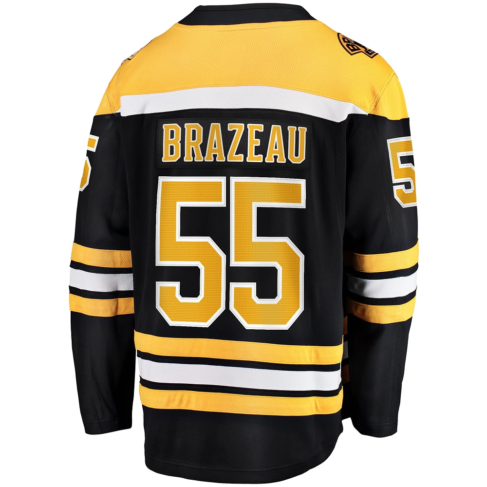 Fanatics pour hommes Justin Brazeau noir Boston Bruins Home Premier Breakaway Player Maillot