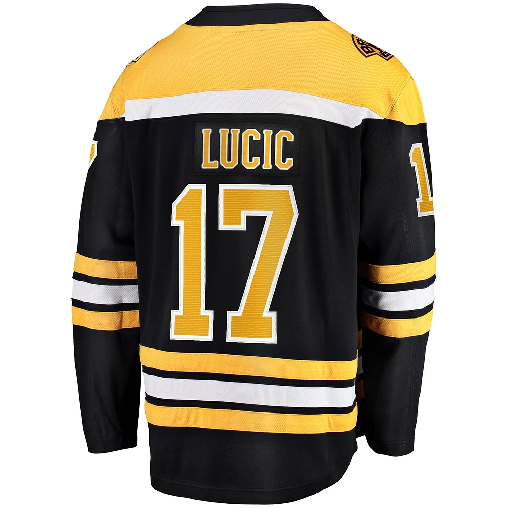 Maillot Breakaway domicile des Bruins de Boston noir Fanatics Milan Lucic pour hommes