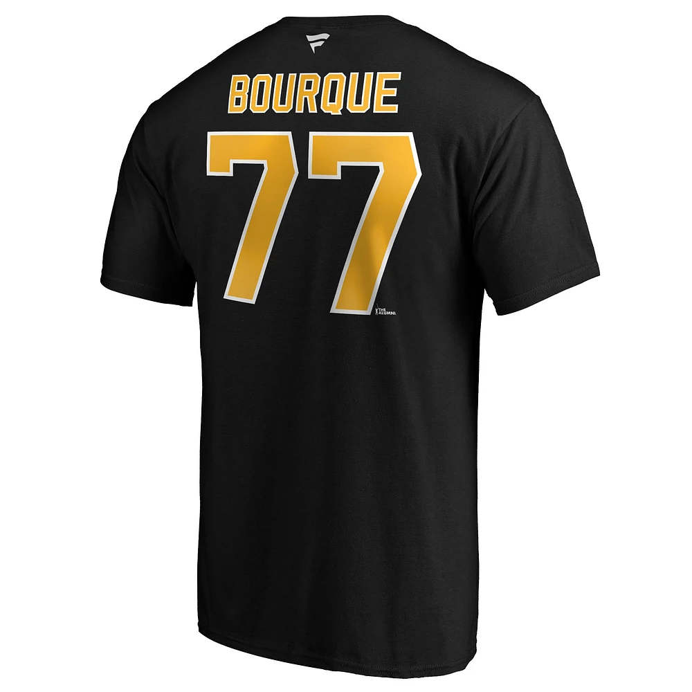 Men's Fanatics Ray Bourque Black Boston Bruins Authentic Stack Retired Player Name & Number T-Shirt