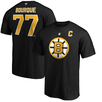 Men's Fanatics Ray Bourque Black Boston Bruins Authentic Stack Retired Player Name & Number T-Shirt