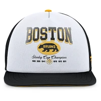 Men's Fanatics White/Black Boston Bruins Decades Collection Foam Front Snapback Hat