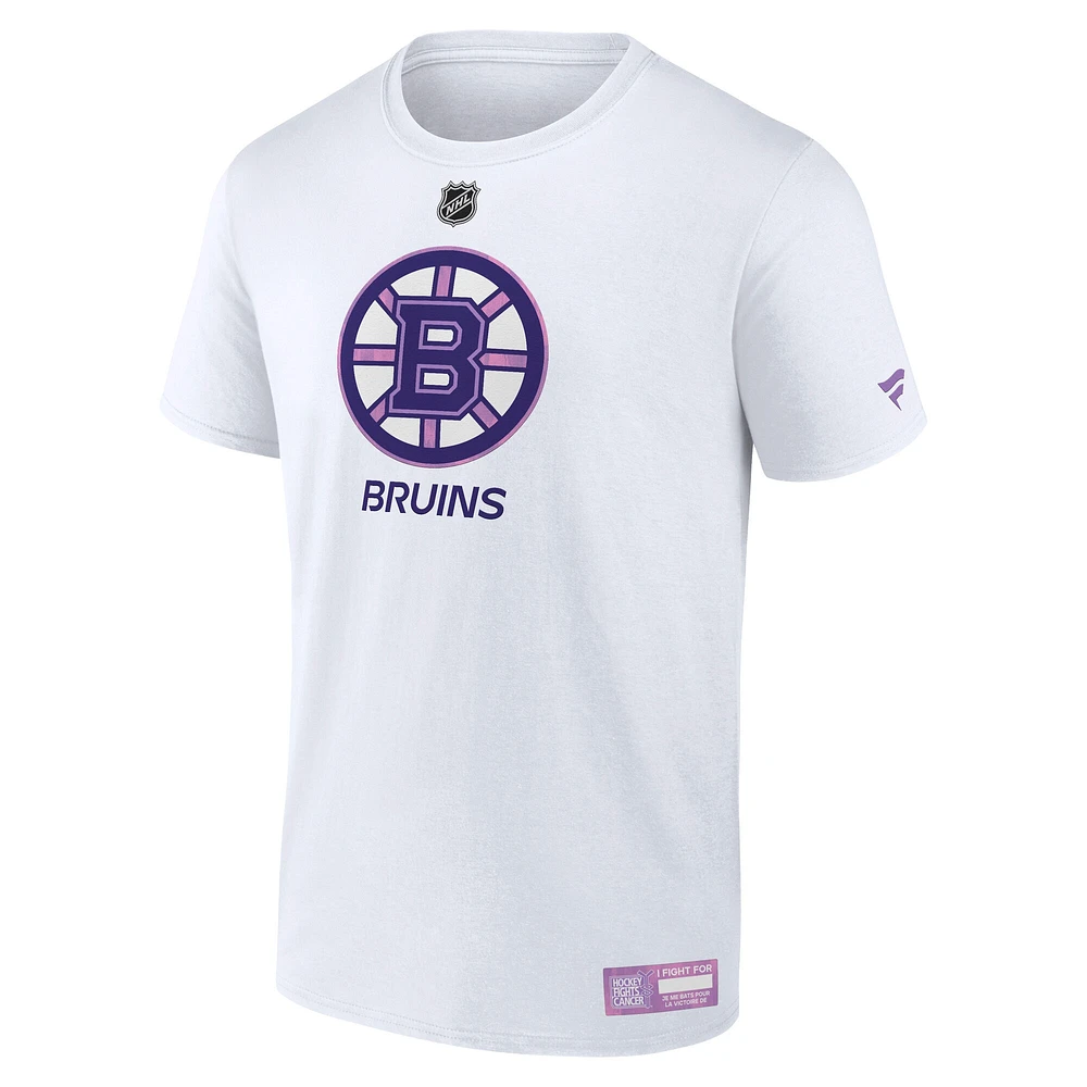 Men's Fanatics White Boston Bruins 2024 Hockey Fights Cancer T-Shirt