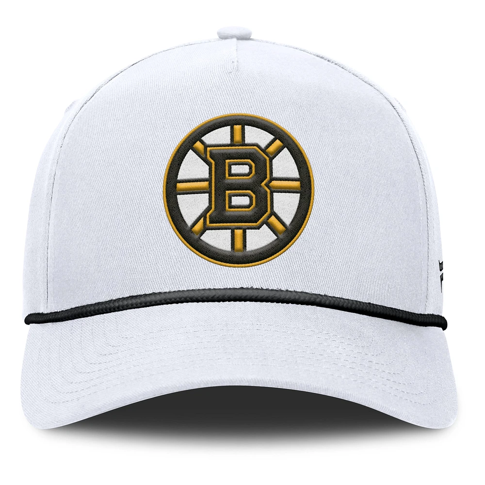 Men's Fanatics White Boston Bruins Rope A-Frame Adjustable Hat