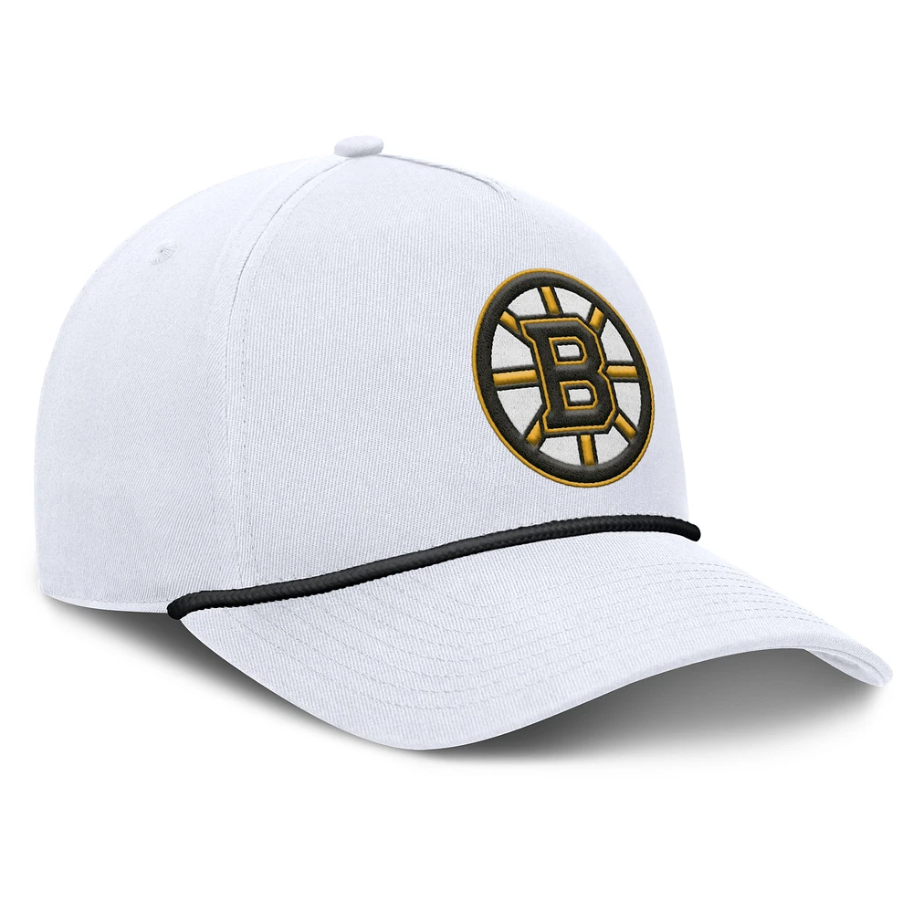Men's Fanatics White Boston Bruins Rope A-Frame Adjustable Hat