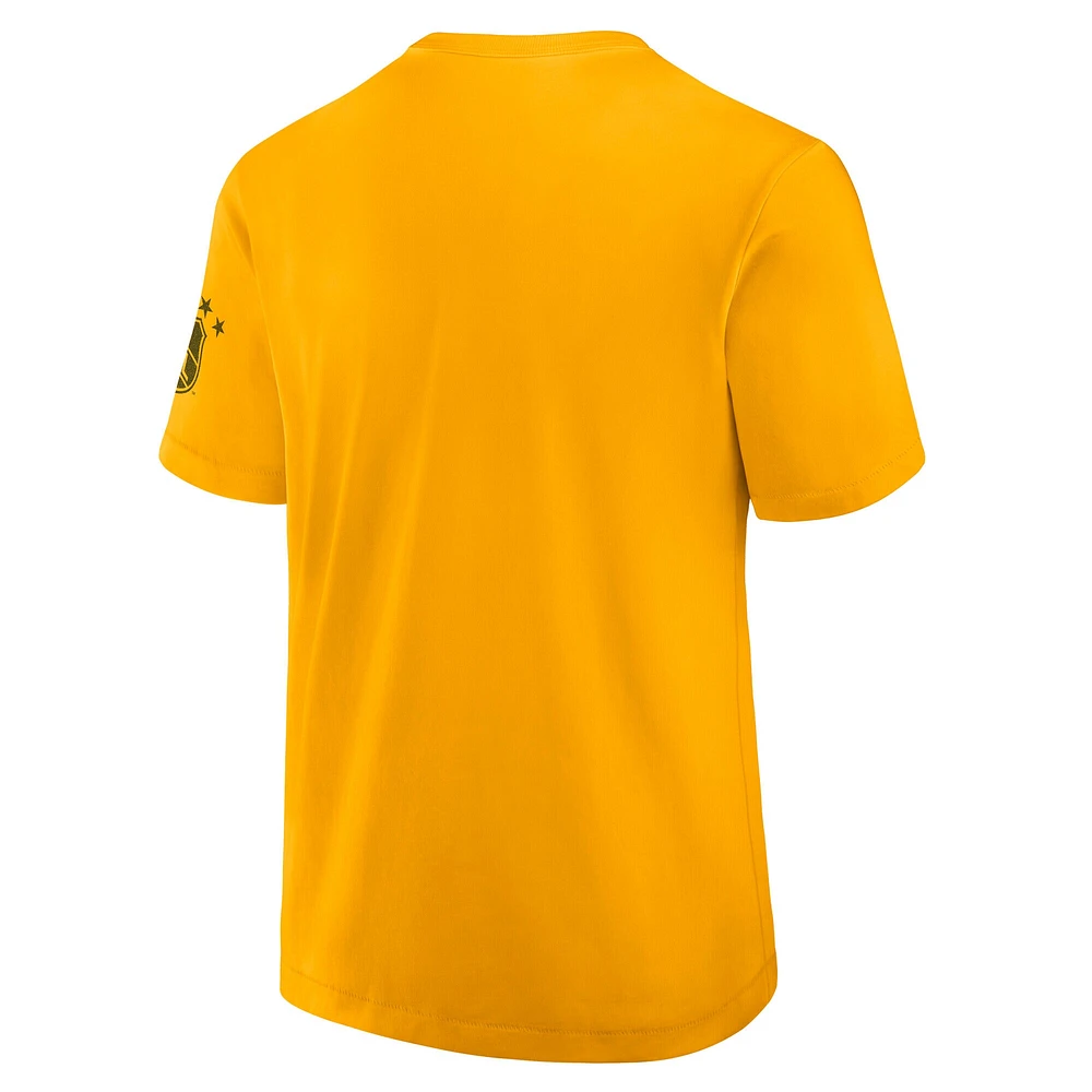 T-shirt jaune fanatiques pour hommes de la collection Decades des Bruins Boston, fabriqué durer