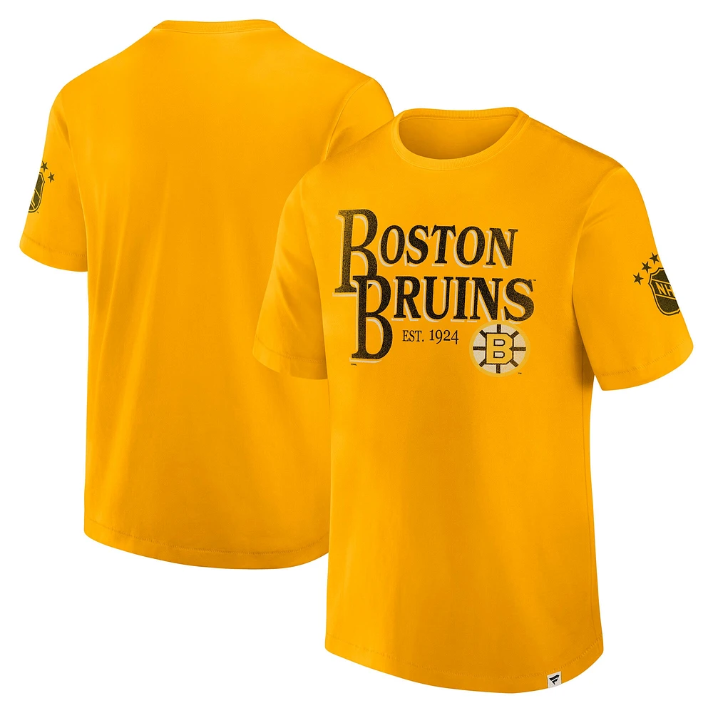 Men's Fanatics Yellow Boston Bruins Decades Collection Made To Last T-Shirt