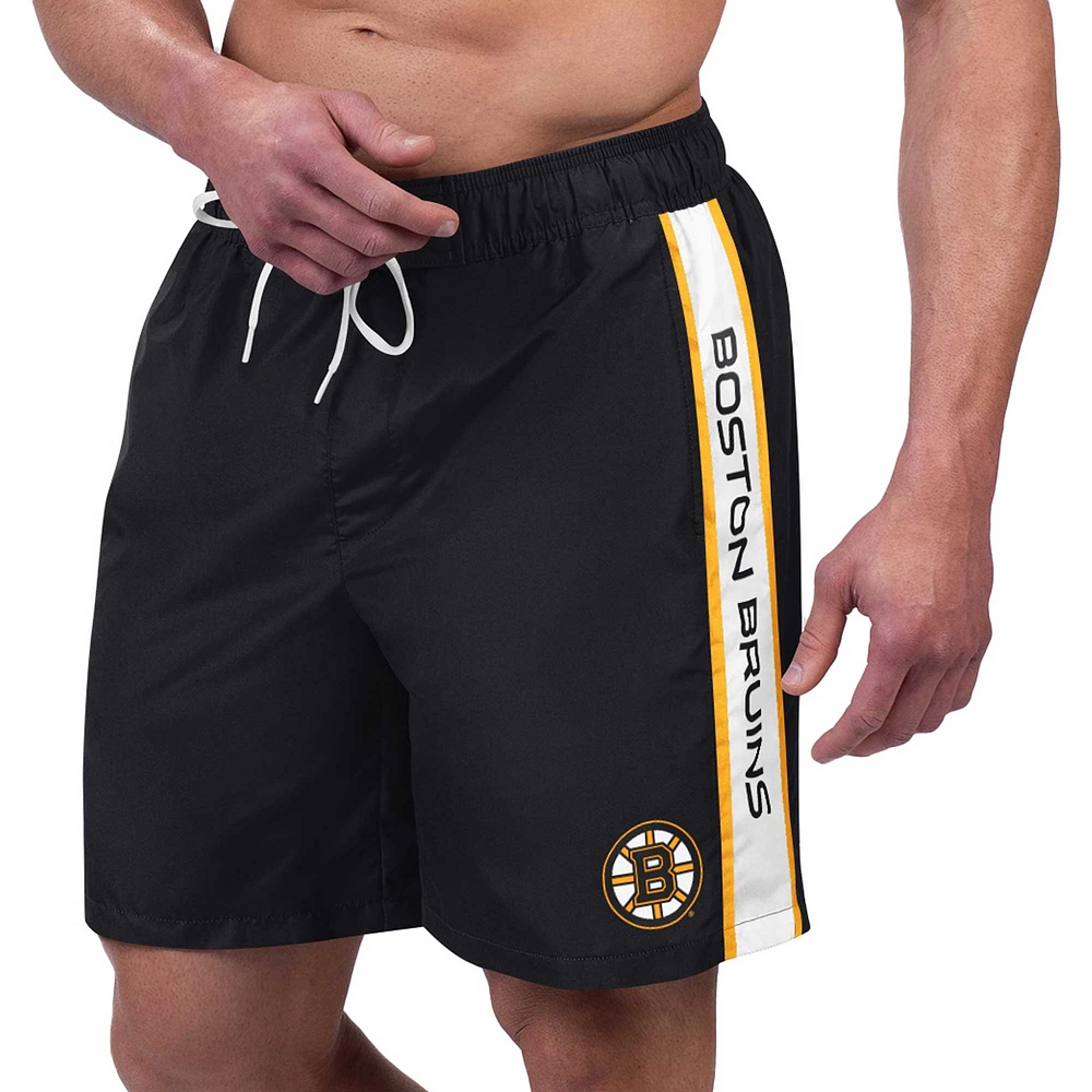 Men's G-III Sports by Carl Banks Black Boston Bruins Streamline Volley Swim Trunks