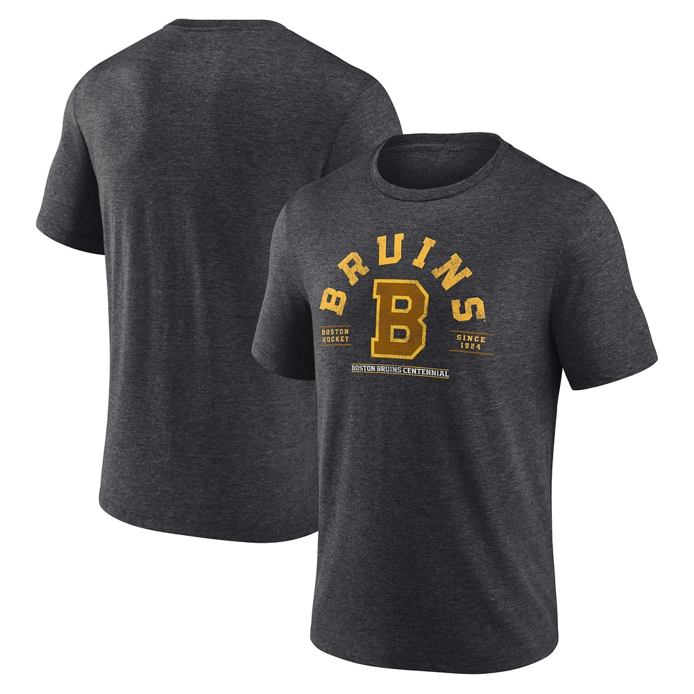 T-shirt tri-blend pour homme Boston Bruins Centennial The Early Years, couleur anthracite