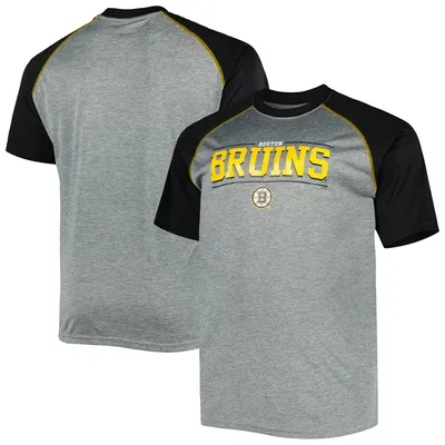 Boston Bruins Big & Tall Logo Raglan T-Shirt - Heather Gray