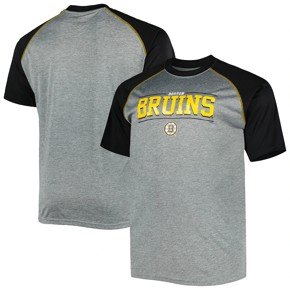 Men's Heather Gray Boston Bruins Big & Tall Logo Raglan T-Shirt