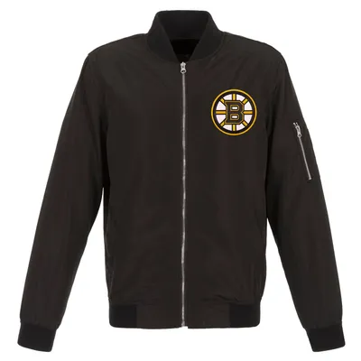 Boston Bruins JH Design Lightweight Nylon Bomber Jacket - Black