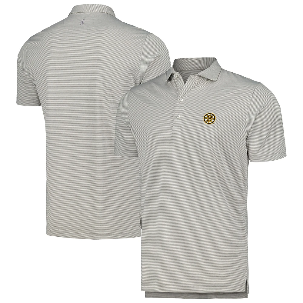 Men's johnnie-O Gray Boston Bruins Lyndon Striped Jersey Polo