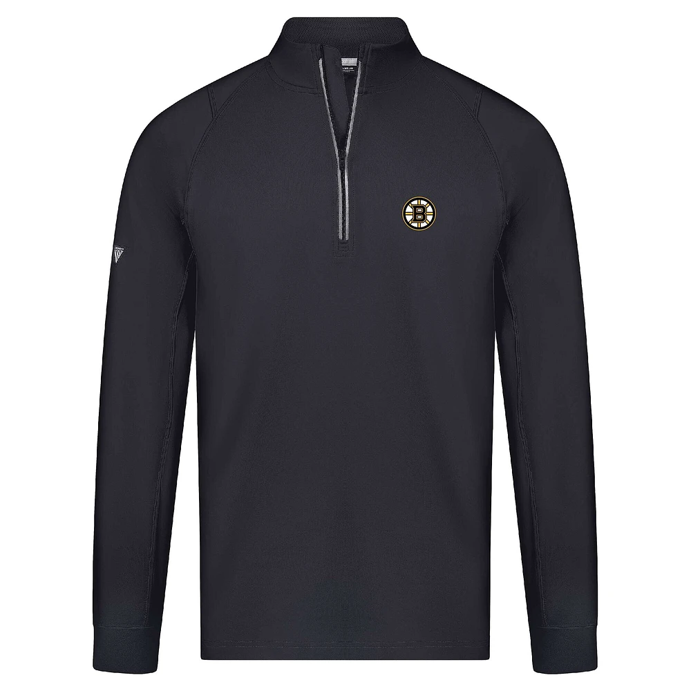 Pull-over noir à glissière quart de tour Theory Insignia Core Raglan pour homme Levelwear Boston Bruins