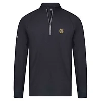Pull-over noir à glissière quart de tour Theory Insignia Core Raglan pour homme Levelwear Boston Bruins