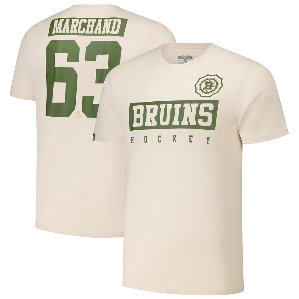 T-shirt kaki pour homme avec nom et numéro de joueur Richmond Delta des Bruins Boston 2024 la LNH Brad Marchand