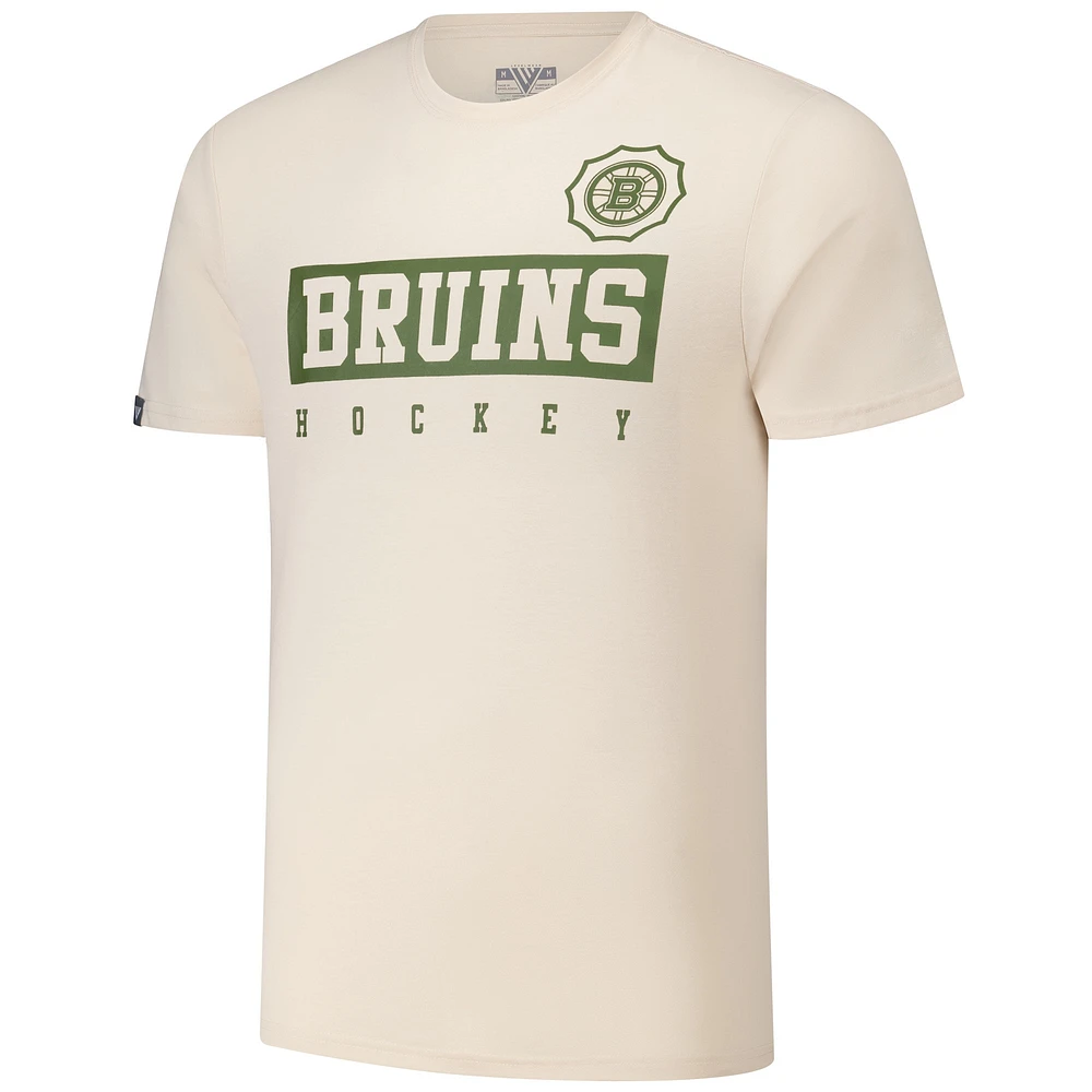 Men's Levelwear Brad Marchand Khaki Boston Bruins 2024 NHL Military Appreciation Richmond Delta Player Name & Number T-Shirt