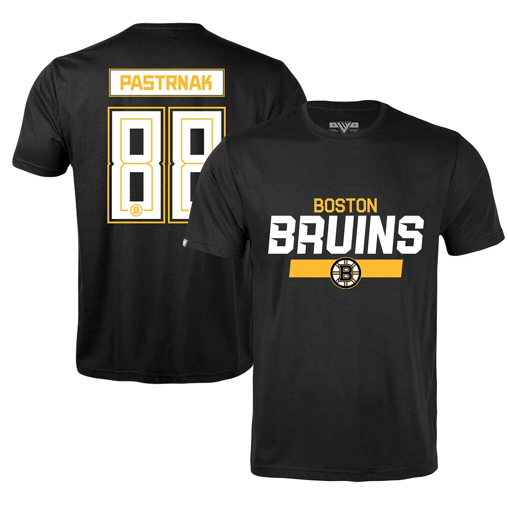 Levelwear pour hommes David Pastrnak Noir Boston Bruins Richmond Nom et numéro du joueur T-shirt